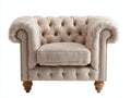 Sillones de tela 95x88x78 cm - beige-madera natural - diseño capitoné clásico para salón
