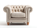 Sillones tapizados estilo Chesterfield 112x92x78 cm - Beige-Natural - Diseño clásico para salón y dormitorio