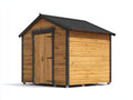 Casetas de jardín 220x180x230 cm - madera marrón y techo negro para exterior - estilo rústico con 1 puerta