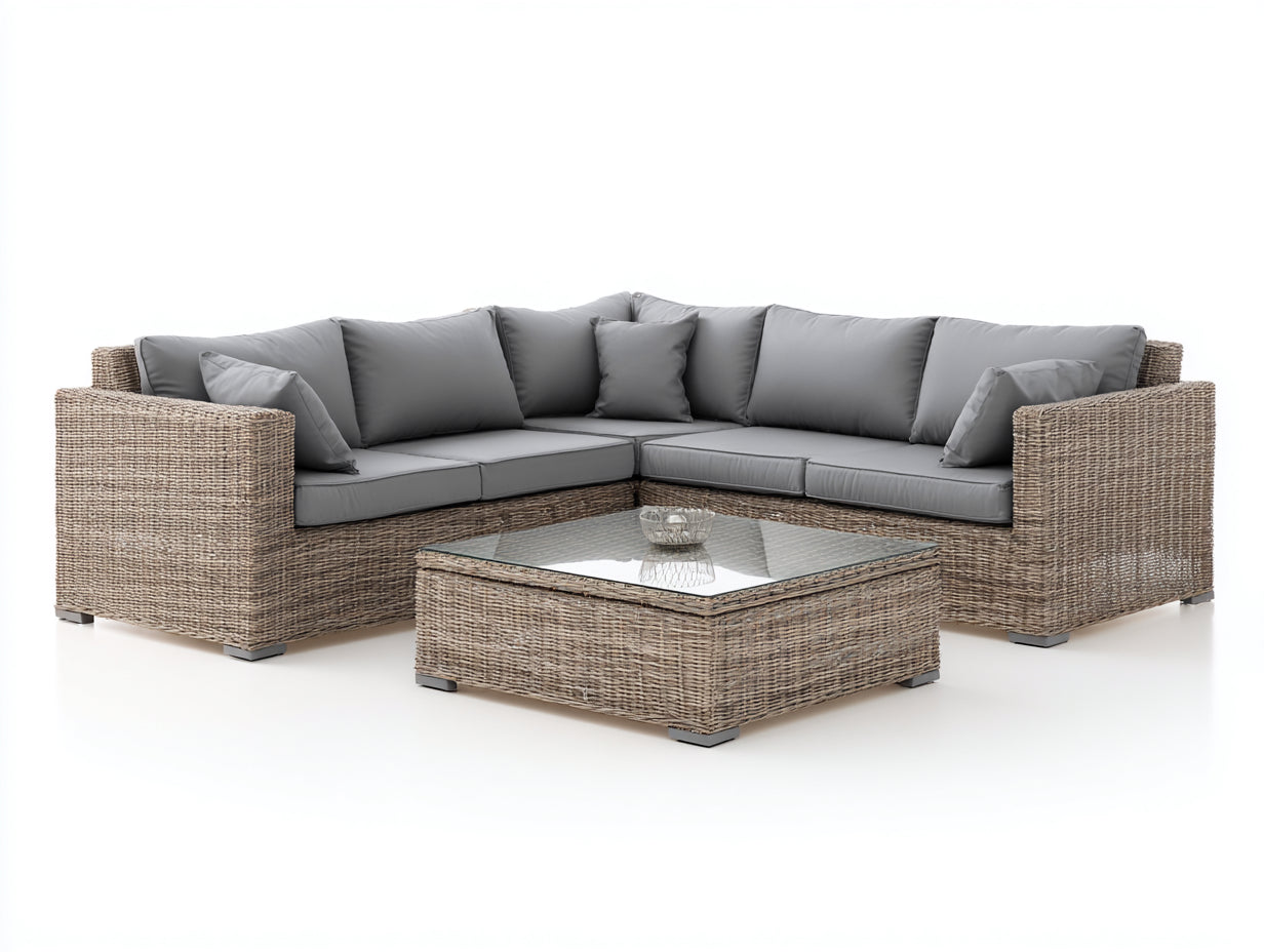 Sofás de exterior ratán sintético 260x260x72 cm - beige-gris - diseño esquinero con mesa