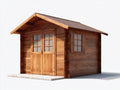 Casetas de jardín 320x260x245 cm - madera marrón y techo oscuro para exterior - estilo rústico con puerta doble