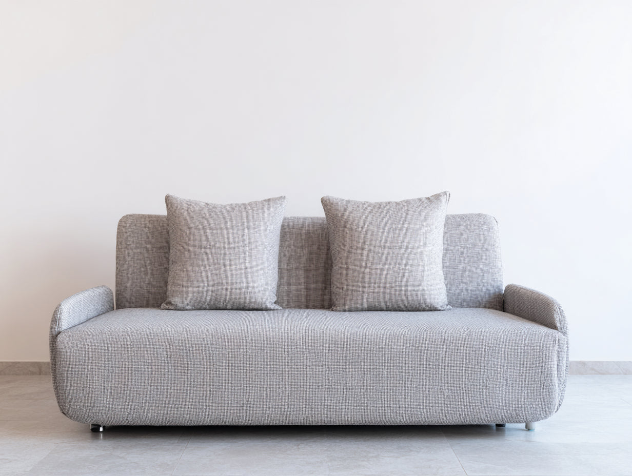 Sofás 2 plazas tela 178x88x76 cm - gris claro - diseño minimalista con cojines