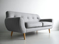 Sofás 2 plazas tela 178x86x82 cm gris y madera natural - diseño moderno con reposabrazos