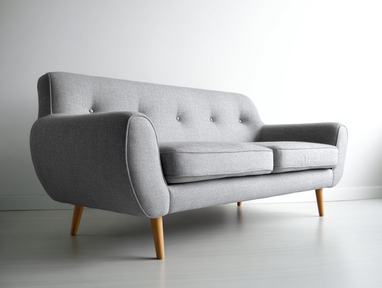 Sofás 2 plazas tela 178x86x82 cm gris y madera natural - diseño moderno con reposabrazos