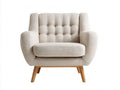 Sillones tela 92x84x90 cm beige y madera natural - diseño moderno acolchado
