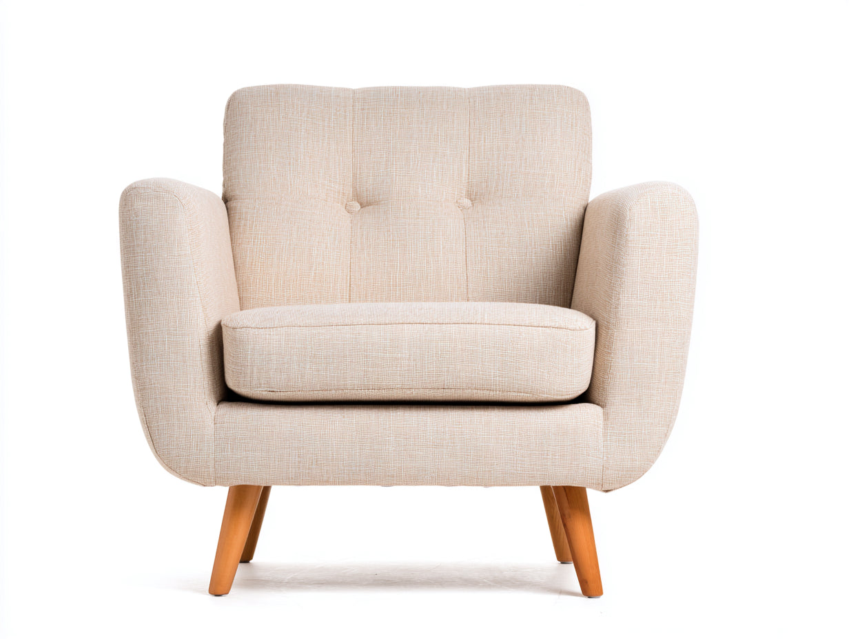 Sillones tela 82x76x86 cm - beige-marrón - diseño acolchado con reposabrazos