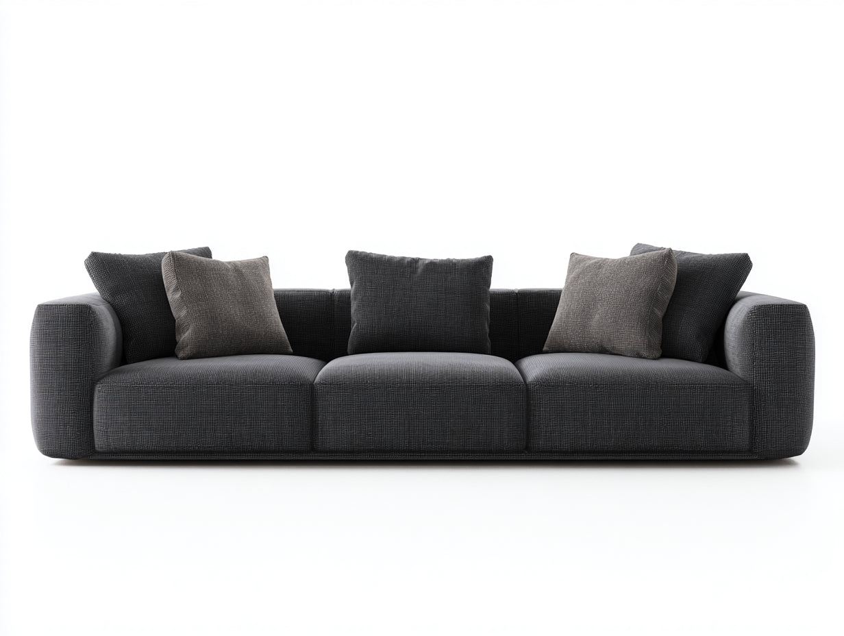 Sofás 3 plazas tapizados de tela 248x98x74 cm - Gris oscuro - Diseño contemporáneo para salón y zona lounge