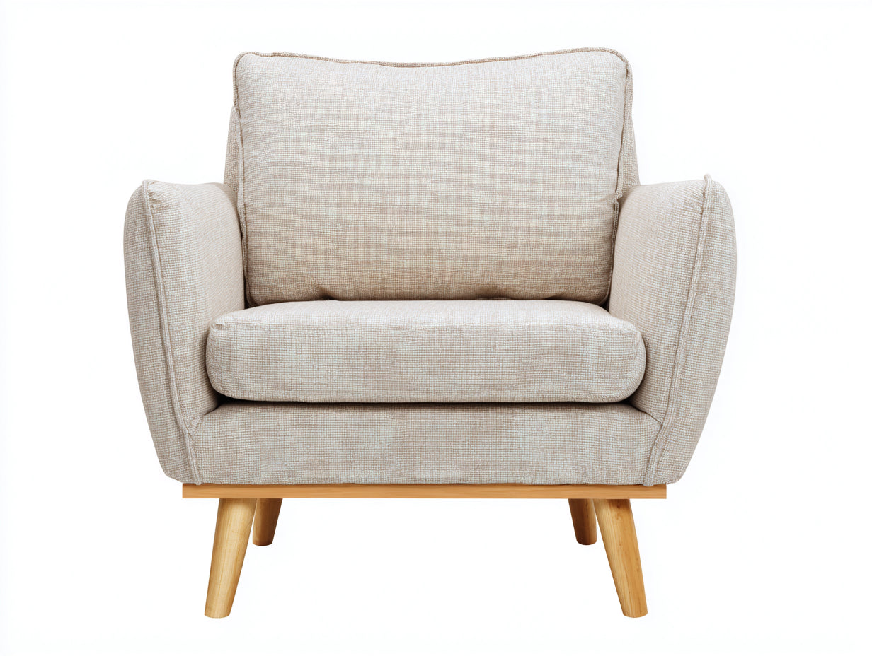 Sillones de tela 82x84x86 cm - beige-madera natural - diseño acolchado para salón