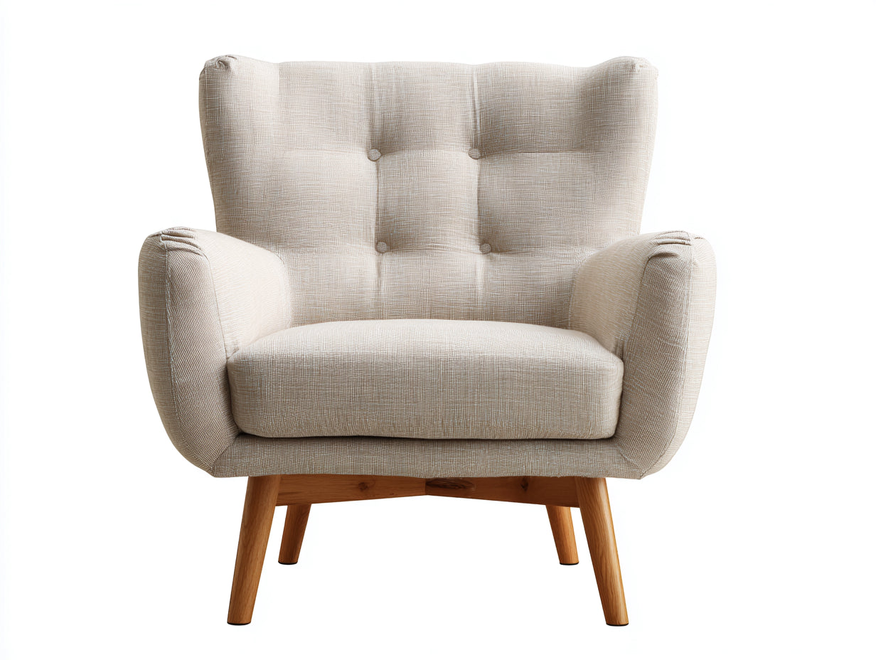 Sillones de tela 108 x 86 x 96 cm - beige claro - respaldo capitoné para salón