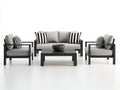 Sofás de exterior metal 210x75x78 cm gris y negro - conjunto moderno con mesa