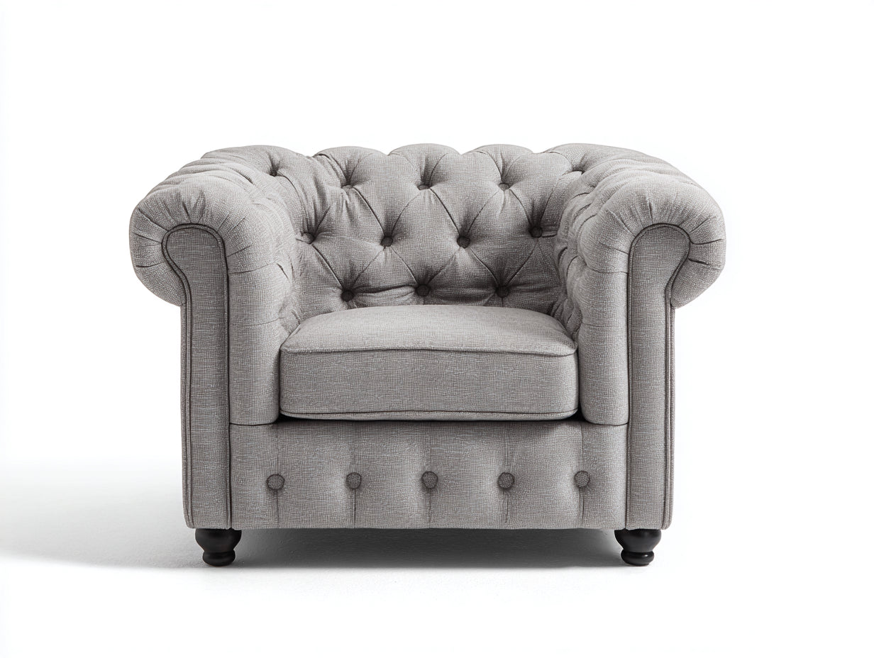 Sillones de tela 96x89x76 cm - gris-negro - diseño capitoné clásico para salón
