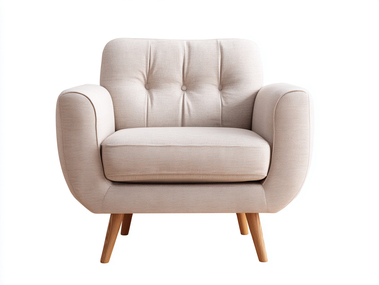 Sillones de tela 102 x 84 x 88 cm - beige claro - respaldo capitoné para salón