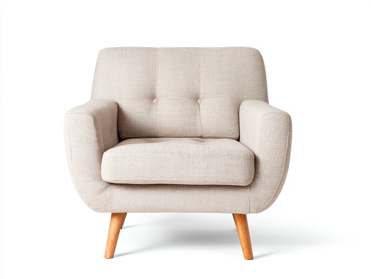 Sillones tapizados de tela 86x81x85 cm - Beige-Natural - Diseño moderno para salón y dormitorio
