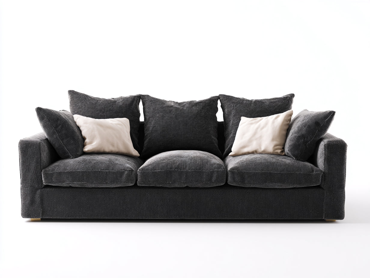 Sofás 3 plazas de tela 220 x 96 x 78 cm - gris oscuro - diseño moderno para salón