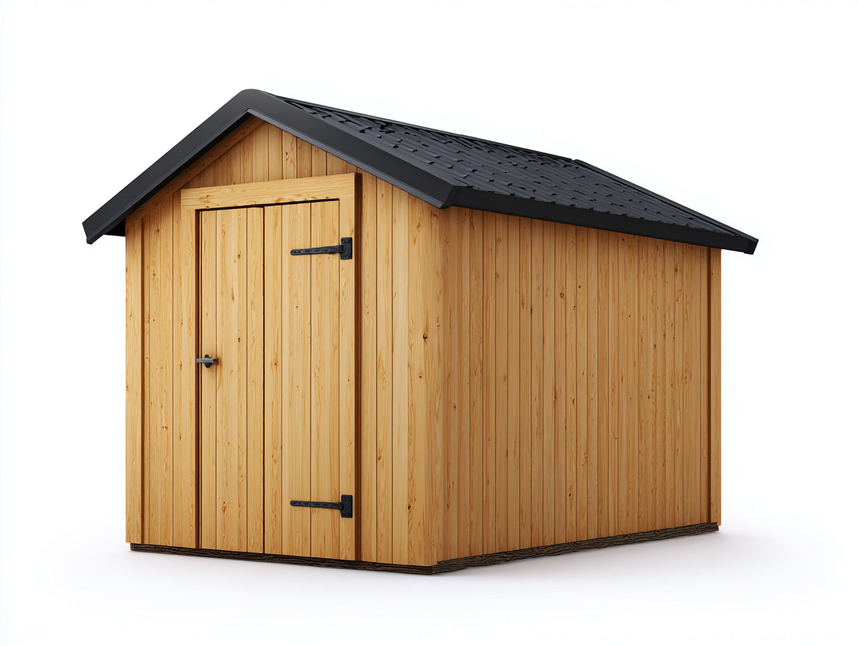 Casetas de jardín madera 220x180x210 cm - madera natural-negro - diseño de almacenamiento exterior