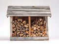 Leñero de jardín de madera 150x52x135 cm - Natural-Gris envejecido - Diseño rústico para almacenamiento exterior