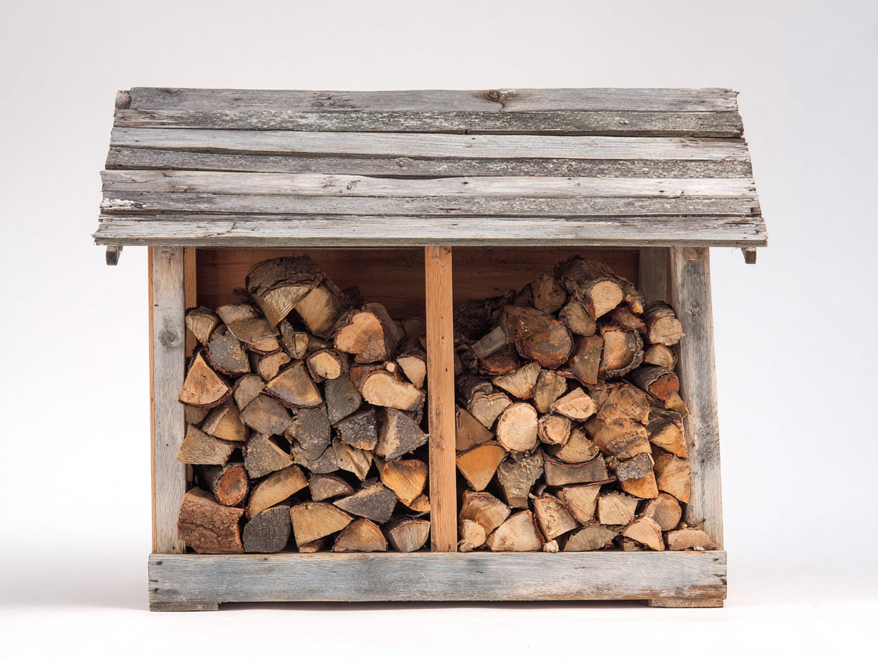 Leñero de jardín de madera 150x52x135 cm - Natural-Gris envejecido - Diseño rústico para almacenamiento exterior