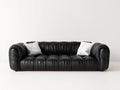 Sofás 3 plazas tapizados de cuero sintético 228x96x78 cm - Negro - Diseño contemporáneo para salón y zona lounge