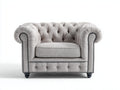 Sillones de tela 118 x 92 x 78 cm - gris claro - diseño Chesterfield para salón