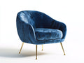 Sillones terciopelo 78x72x82 cm - azul-dorado - diseño curvo con patas metálicas