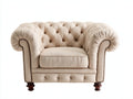 Sillones tela 110x92x78 cm beige y marrón oscuro - diseño clásico capitoné