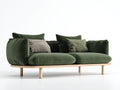 Sofás 2 plazas tela 185x82x76 cm verde oscuro y madera natural - diseño moderno para salón