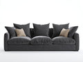 Sofás 3 plazas tela 220x90x78 cm - gris oscuro - diseño moderno con asiento acolchado