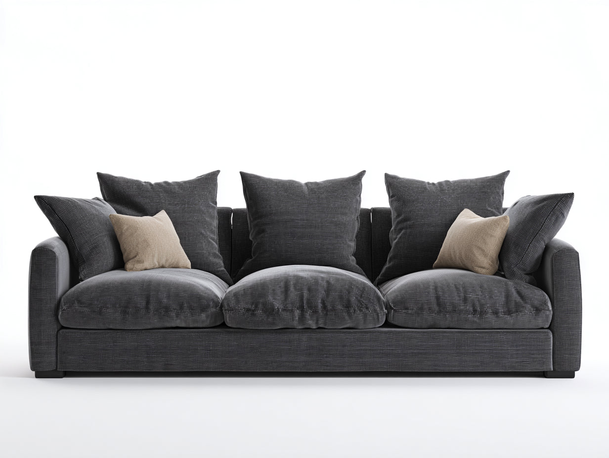 Sofás 3 plazas tela 220x90x78 cm - gris oscuro - diseño moderno con asiento acolchado