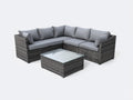 Sofás de exterior de ratán 245x245x78 cm - Gris oscuro-Gris claro - Conjunto esquinero con mesa para terraza y jardín
