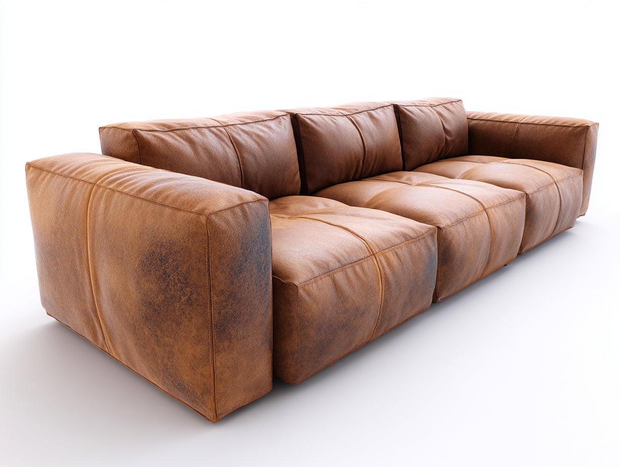 Sofás 3 plazas de cuero 235 x 98 x 72 cm - marrón - diseño modular para salón