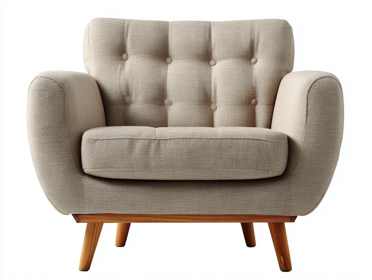 Sillones de tela 115 x 88 x 95 cm - beige - diseño capitoné para salón