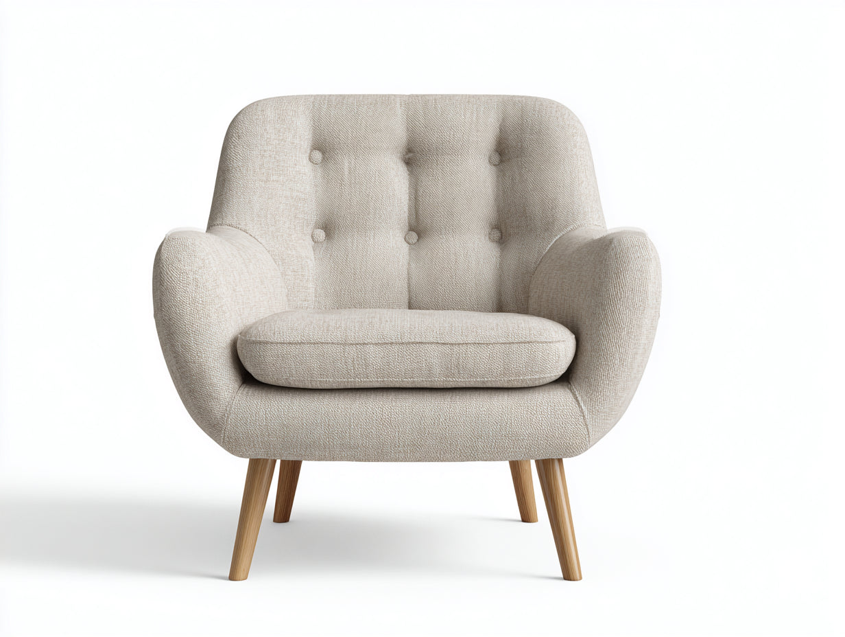 Sillones tapizados de bouclé 84x80x86 cm - Beige-Natural - Diseño escandinavo para salón y dormitorio