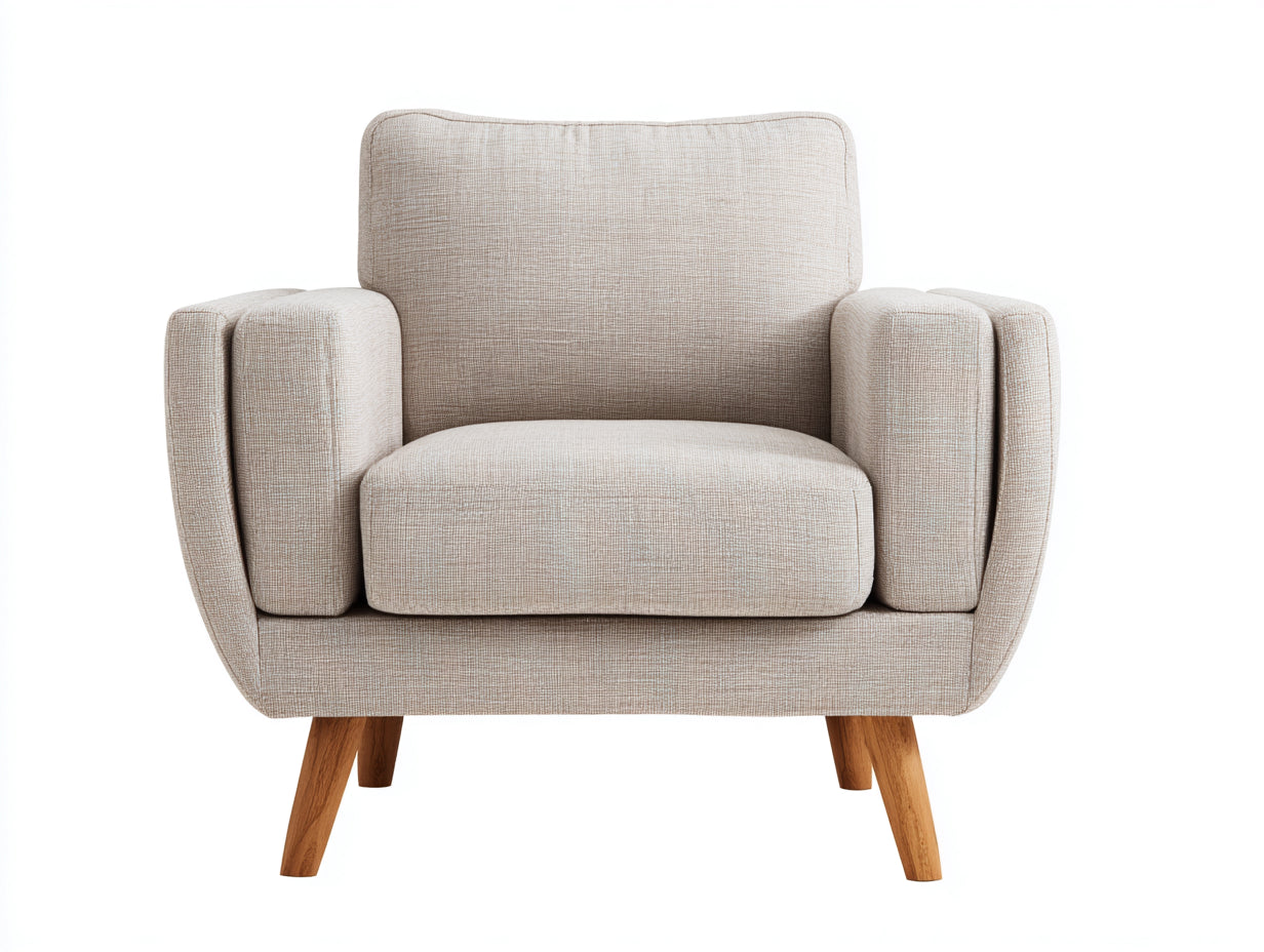 Sillones tela 88x82x86 cm beige y madera natural - diseño moderno con reposabrazos