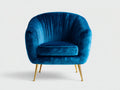 Sillones tapizados de terciopelo 82x78x79 cm - Azul-Gold - Diseño moderno para salón y dormitorio