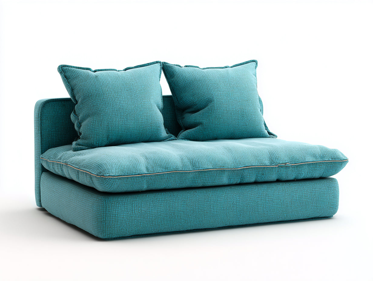 Sofás 2 plazas de tela 175 x 95 x 78 cm - azul turquesa - diseño bajo para salón